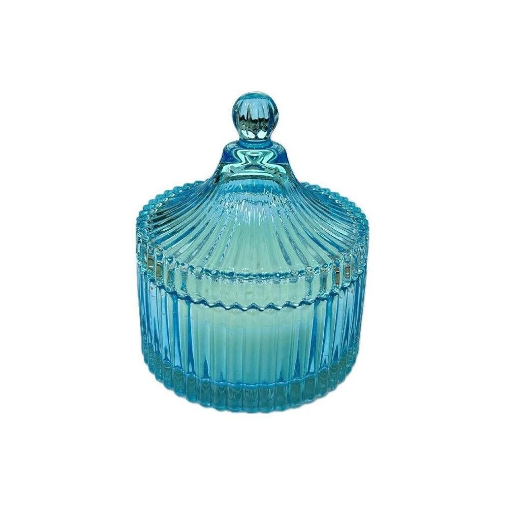 CANDELA IN VETRO 13X10 CELESTE